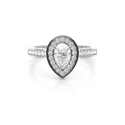 3 Prong Setting Side Stone Halo Engagement Ring