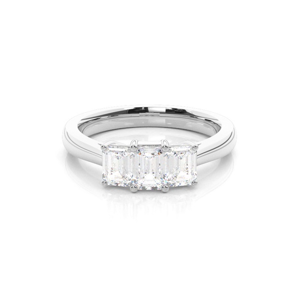 4 Prong Setting Plain Three Stone Ring