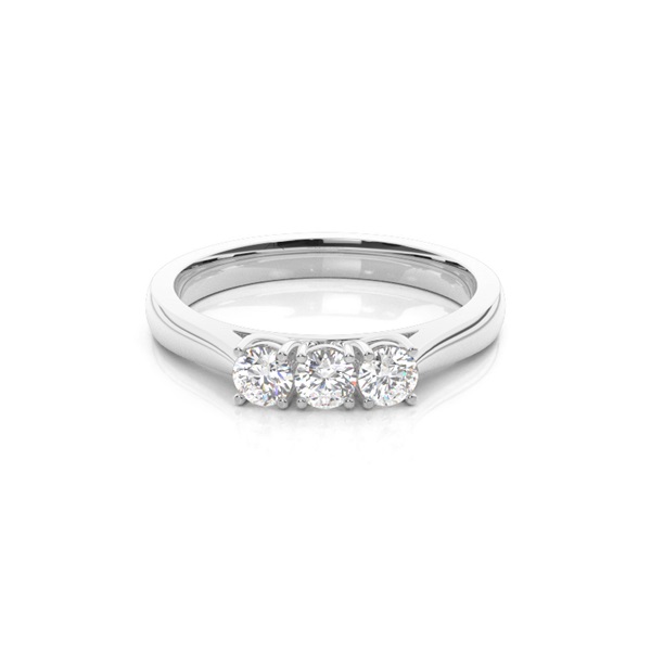 4 Prong Setting Plain Three Stone Ring