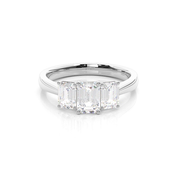4 Prong Setting Plain Three Stone Ring