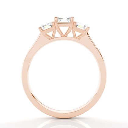 Emerald Rose Gold 3 Stone Diamond Rings
